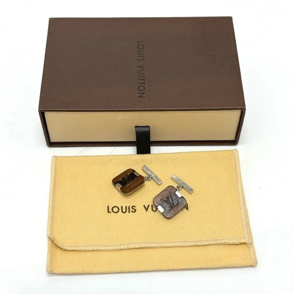 AUTHENTICITY GUARANTEED LOUIS VUITTON LV logo Accessories cuffs Wood /